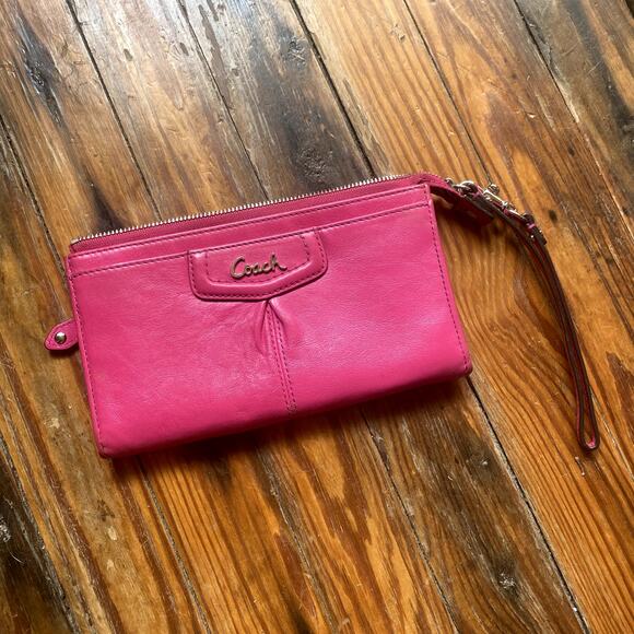 Coach Handbags - Coach Fuchsia Ashley Wristlet Wallet